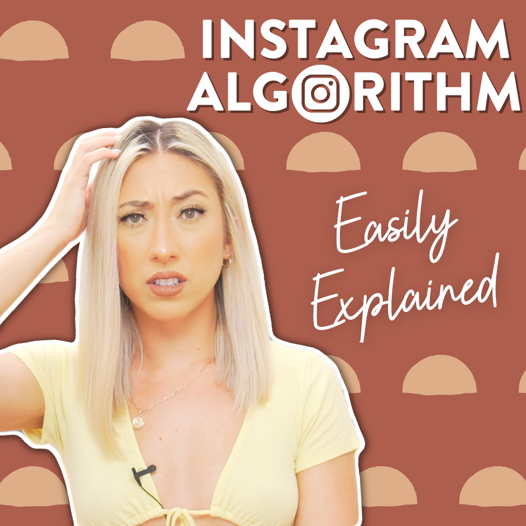 Millie with a confused expression and the words "Instagram Algorithm Easily Explained" next to her.