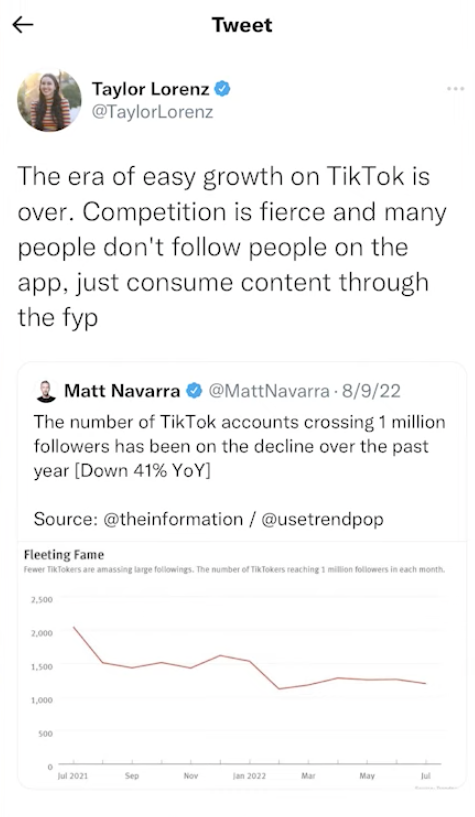 Screenshot of tweet from Taylor Lorenz and Matt Navarra.