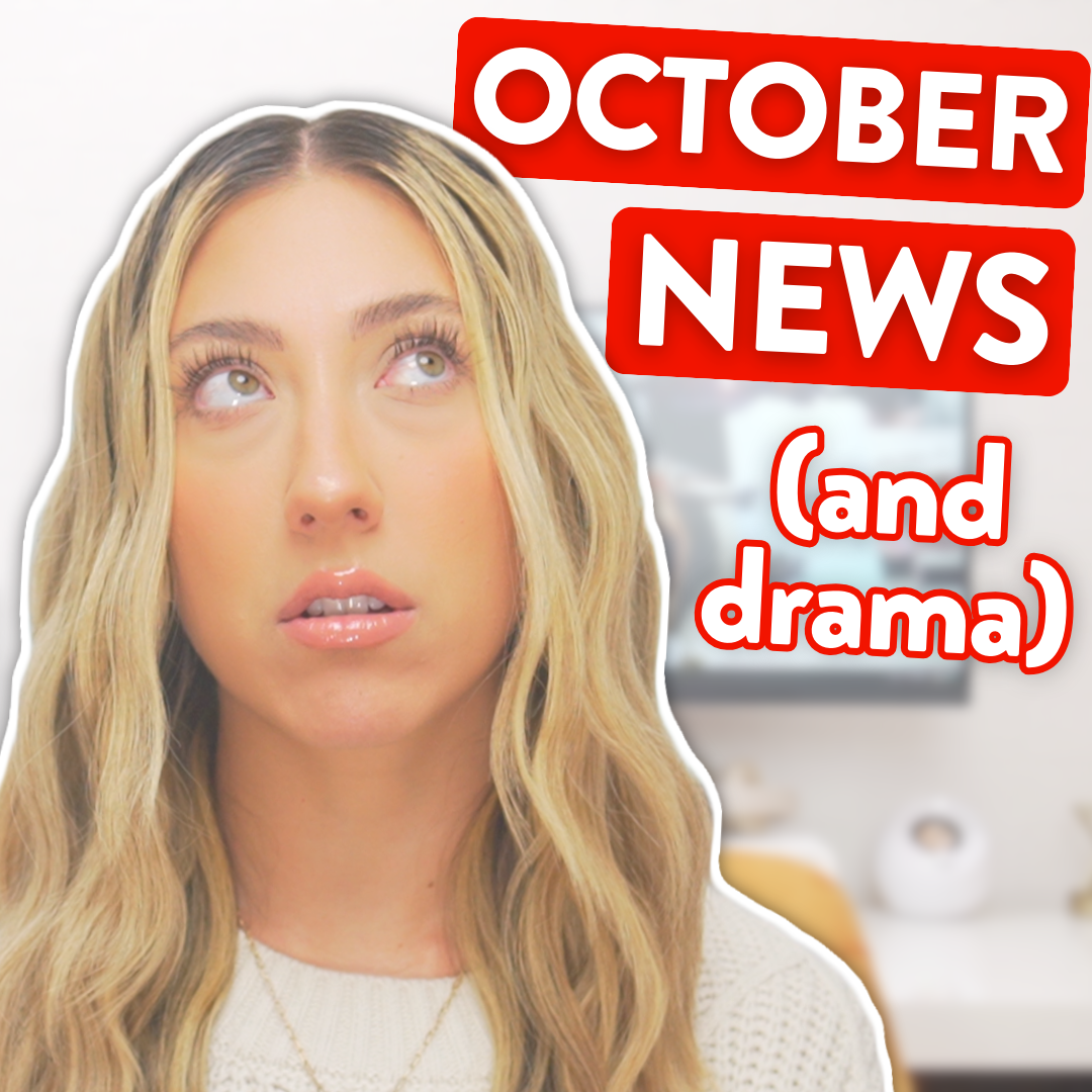 Millie rolling her eyes next to the text saying "OCTOBER NEWS (and drama)"