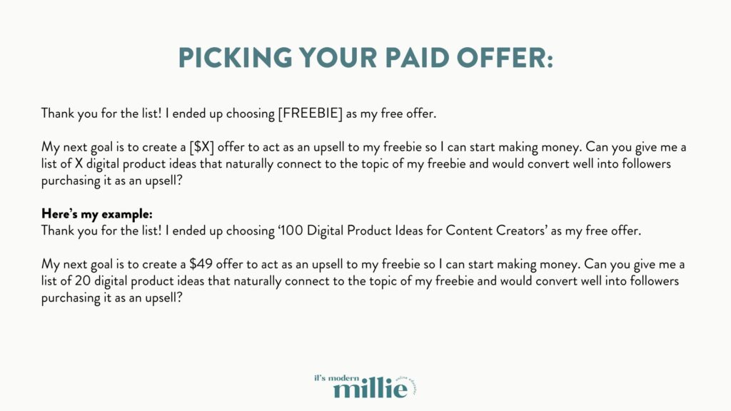 An Instagram Link in Bio Strategy AI Prompt to pick your paid offer.